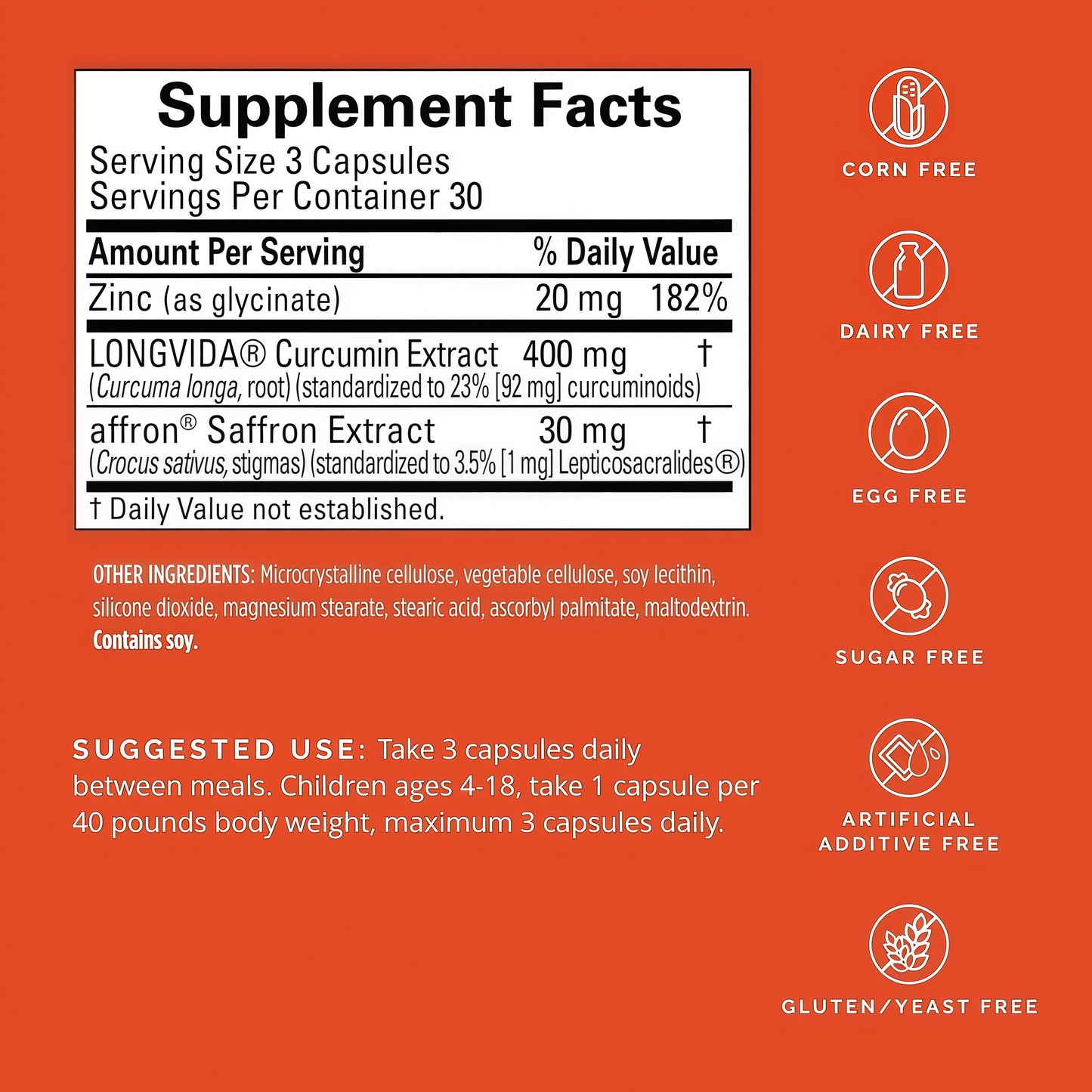 BrainMD Dr Amen Happy Saffron Plus - 90 Capsules - with Saffron Flower Extract, Curcumin & Zinc - Vegan, Gluten Free - 30 Servings
